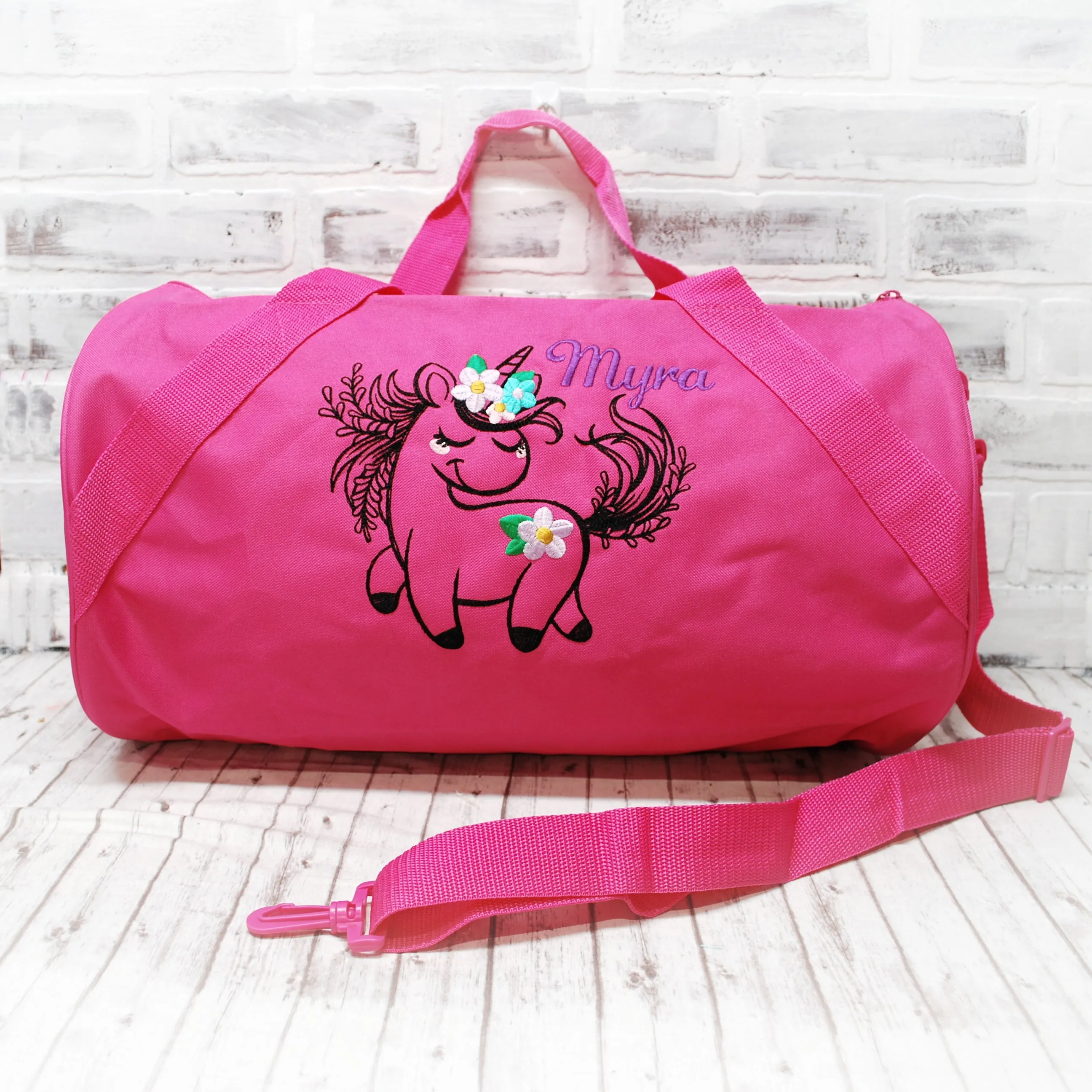 Personalized Floral Unicorn Tote or Duffle Bag