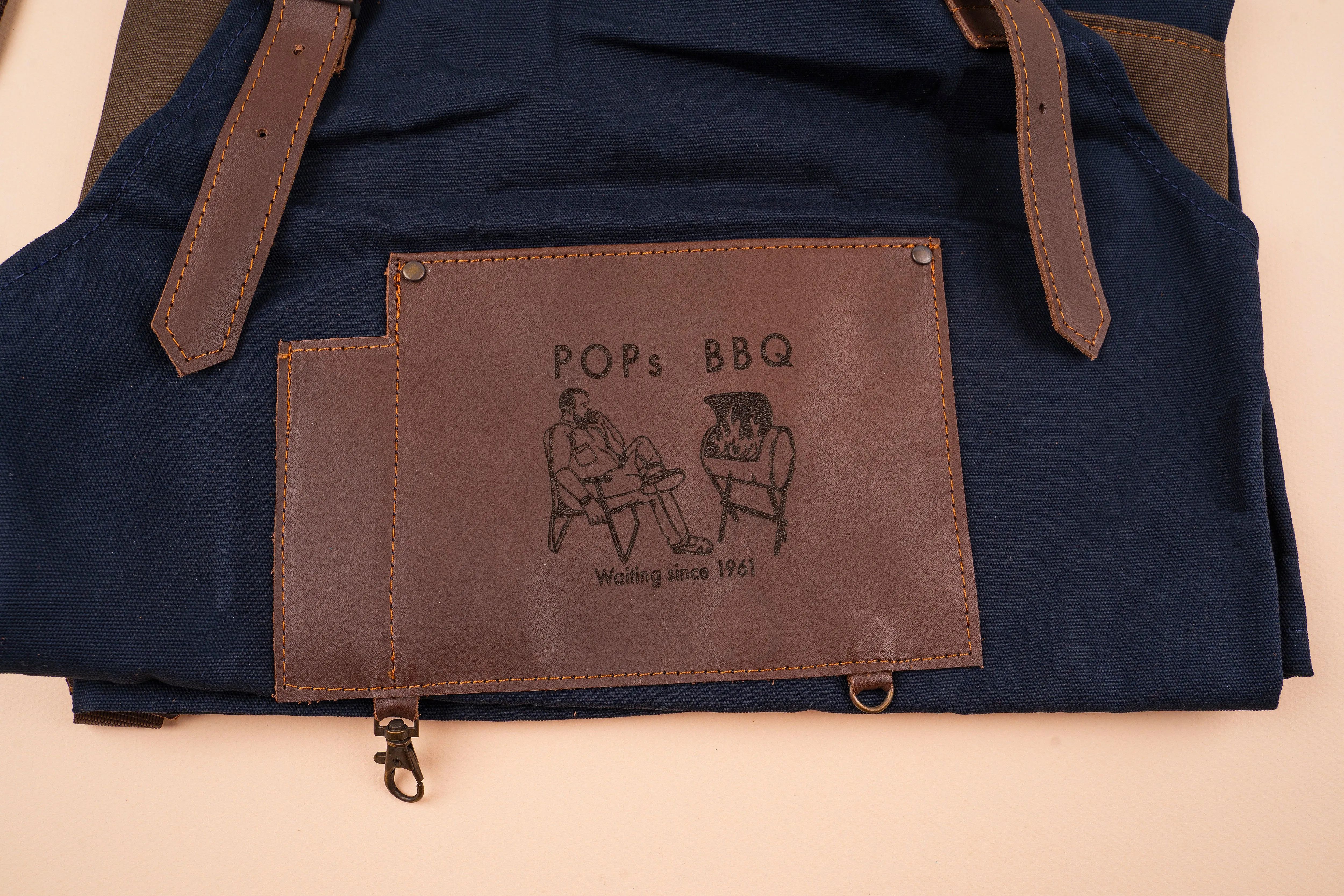 Personalized Handmade Canvas Apron with Adjustable Cross-Back Leather Strap