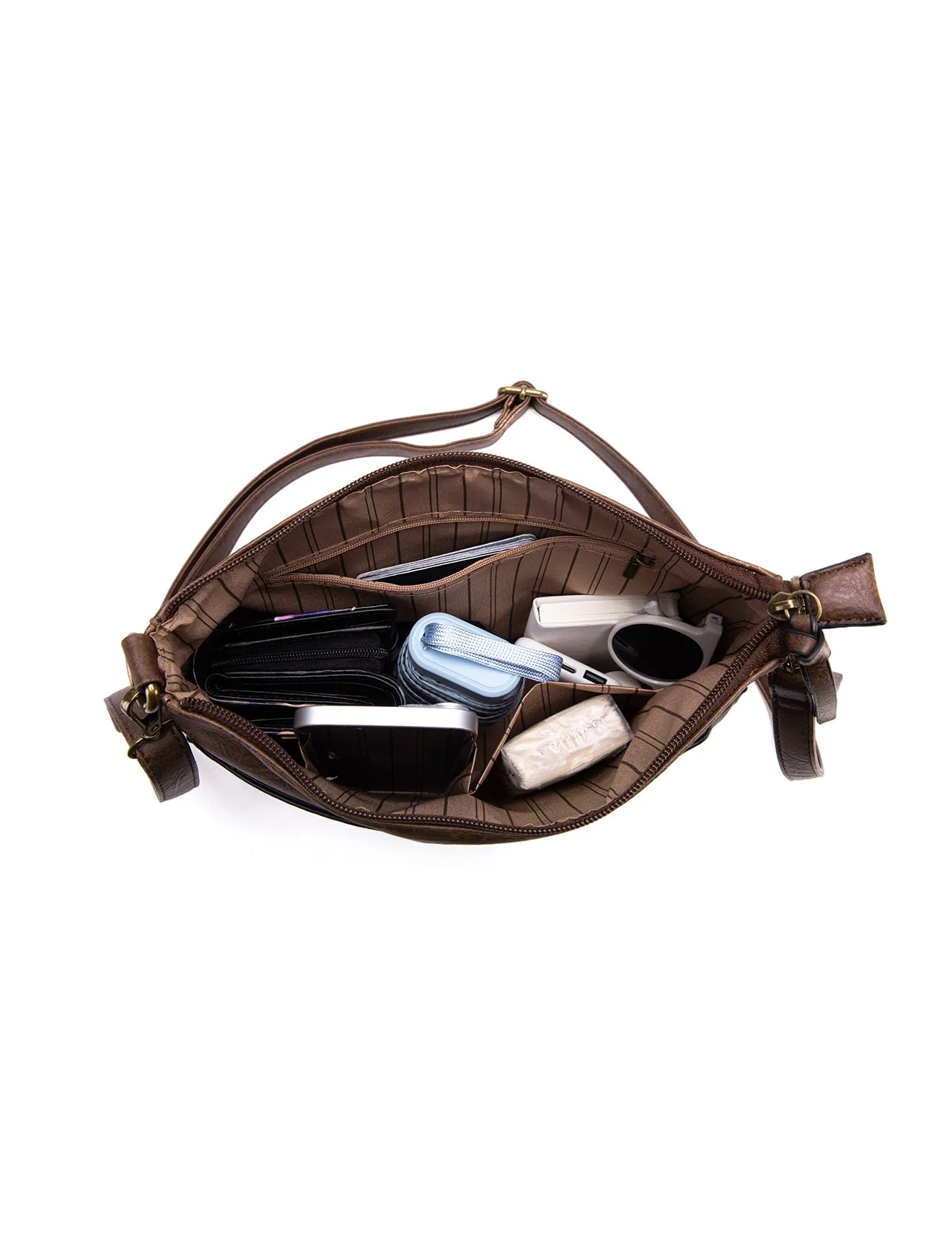 PHILOMENA LARGE VEGAN XBODY BAG- XB-2349-CHOC- NEW IN