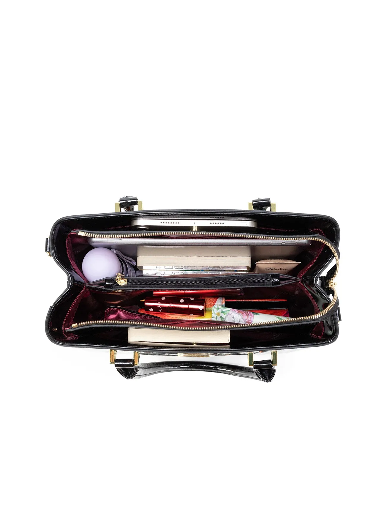 PHYLLIS PATENT LEATHER GRIP HANDLE BAG- SN82-0820