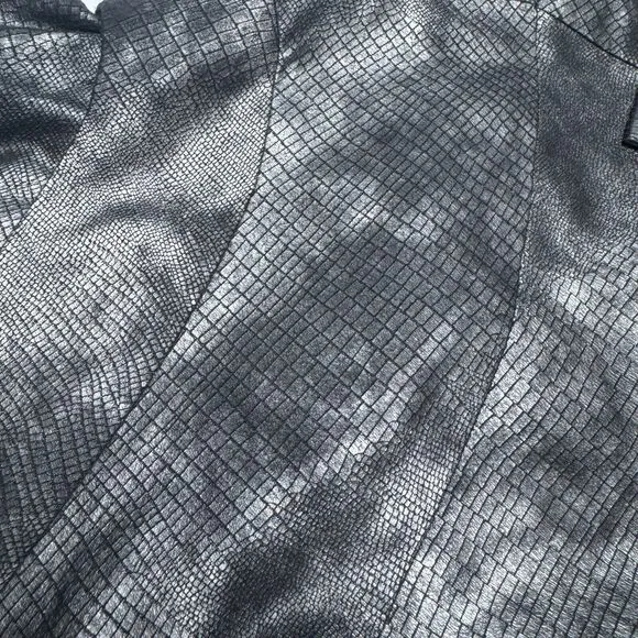 Pile ou Face Paris Textured A-Line Skirt 3 Gray Black Reptile Print Flared Hem