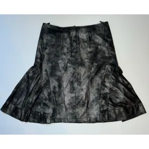 Pile ou Face Paris Textured A-Line Skirt 3 Gray Black Reptile Print Flared Hem