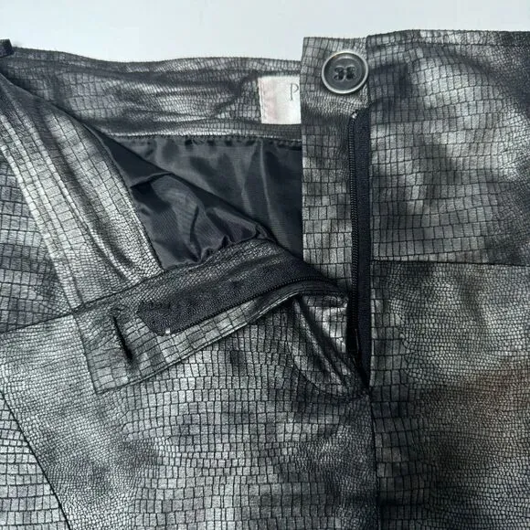 Pile ou Face Paris Textured A-Line Skirt 3 Gray Black Reptile Print Flared Hem