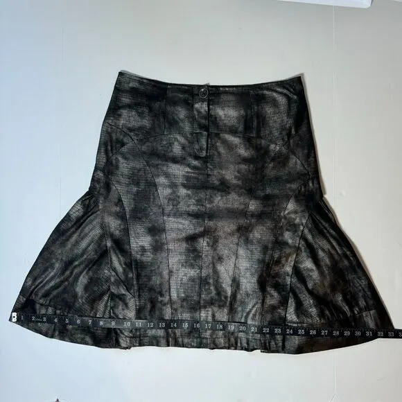 Pile ou Face Paris Textured A-Line Skirt 3 Gray Black Reptile Print Flared Hem
