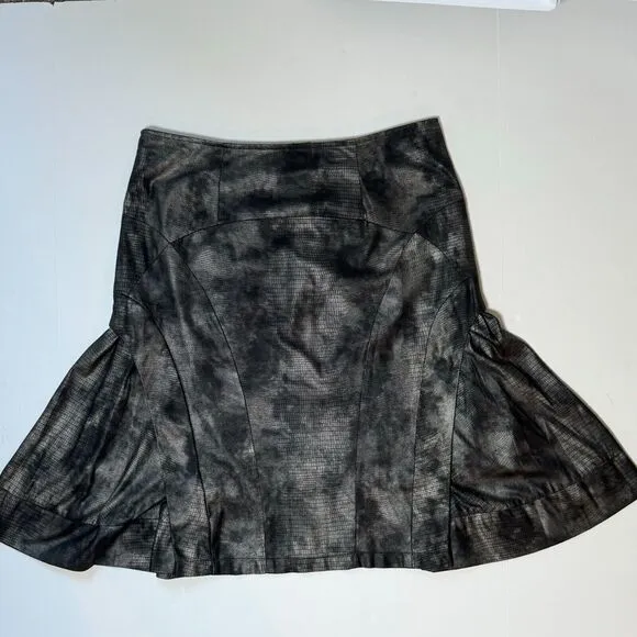 Pile ou Face Paris Textured A-Line Skirt 3 Gray Black Reptile Print Flared Hem