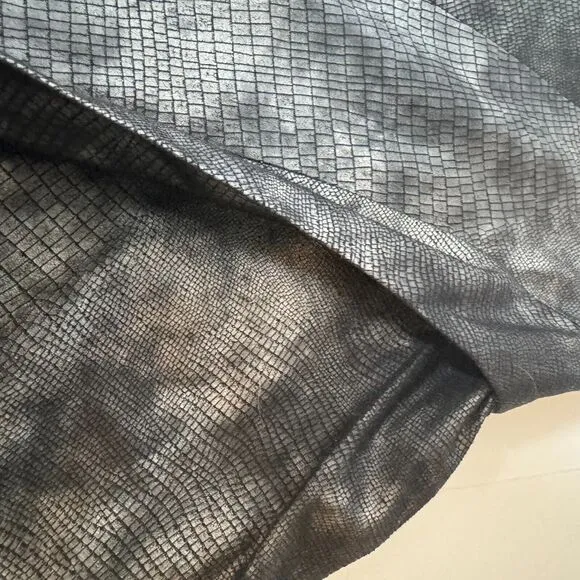 Pile ou Face Paris Textured A-Line Skirt 3 Gray Black Reptile Print Flared Hem