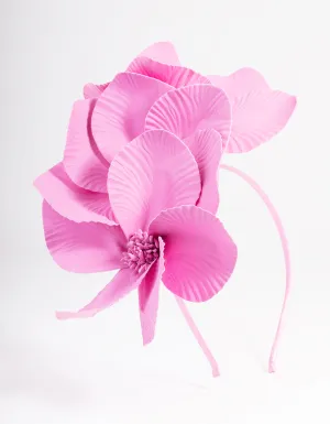 Pink Faux Leather Petal Headband