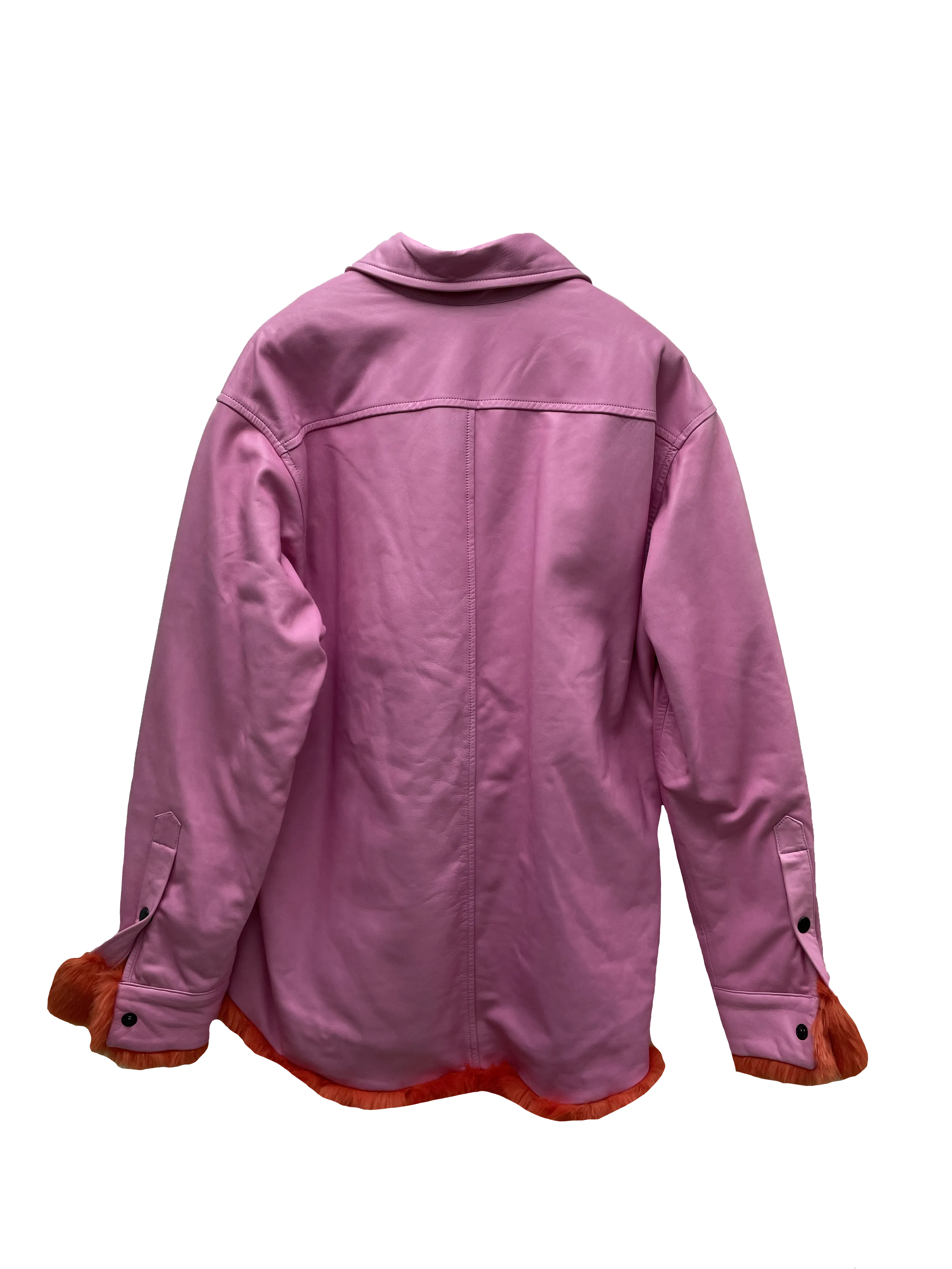 Pink Leather Faux Fur Lined Jacket