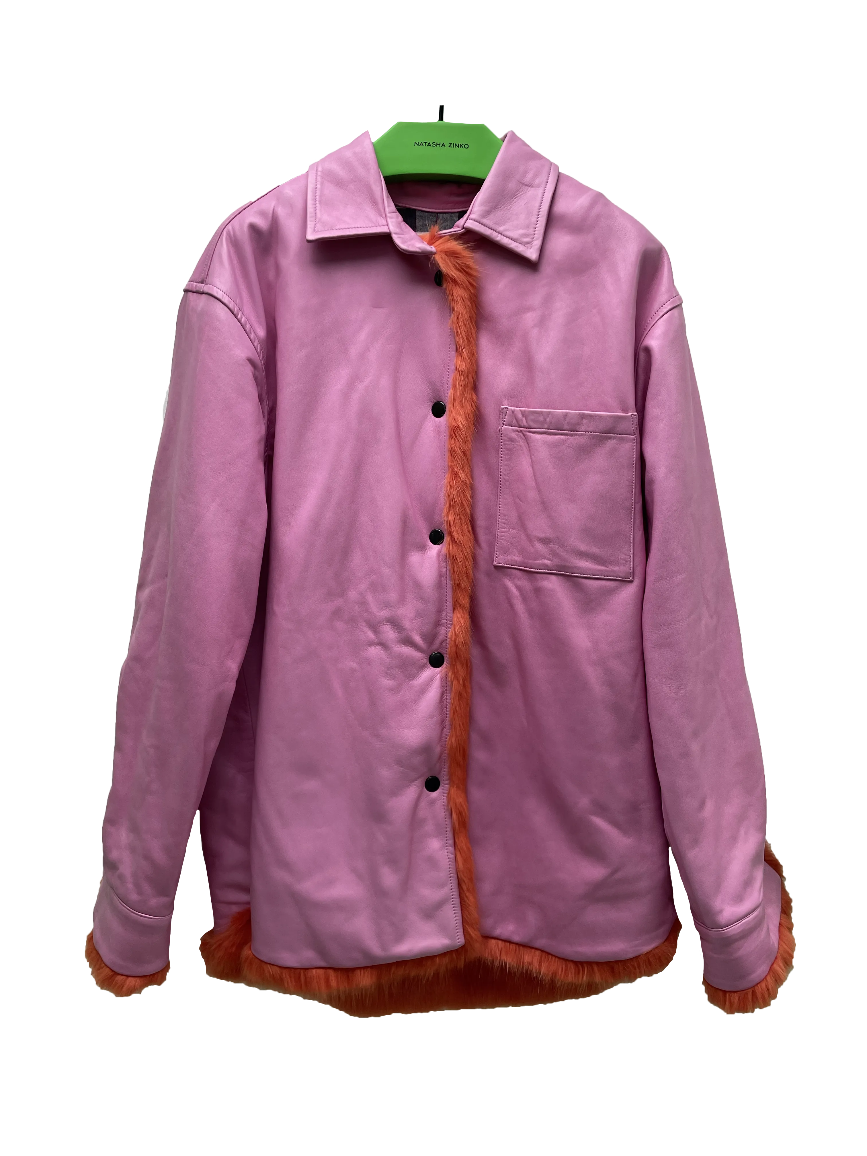 Pink Leather Faux Fur Lined Jacket