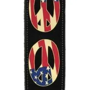 Planet Waves 25LW06 Woodstock Leather Guitar Strap - Peace Flag