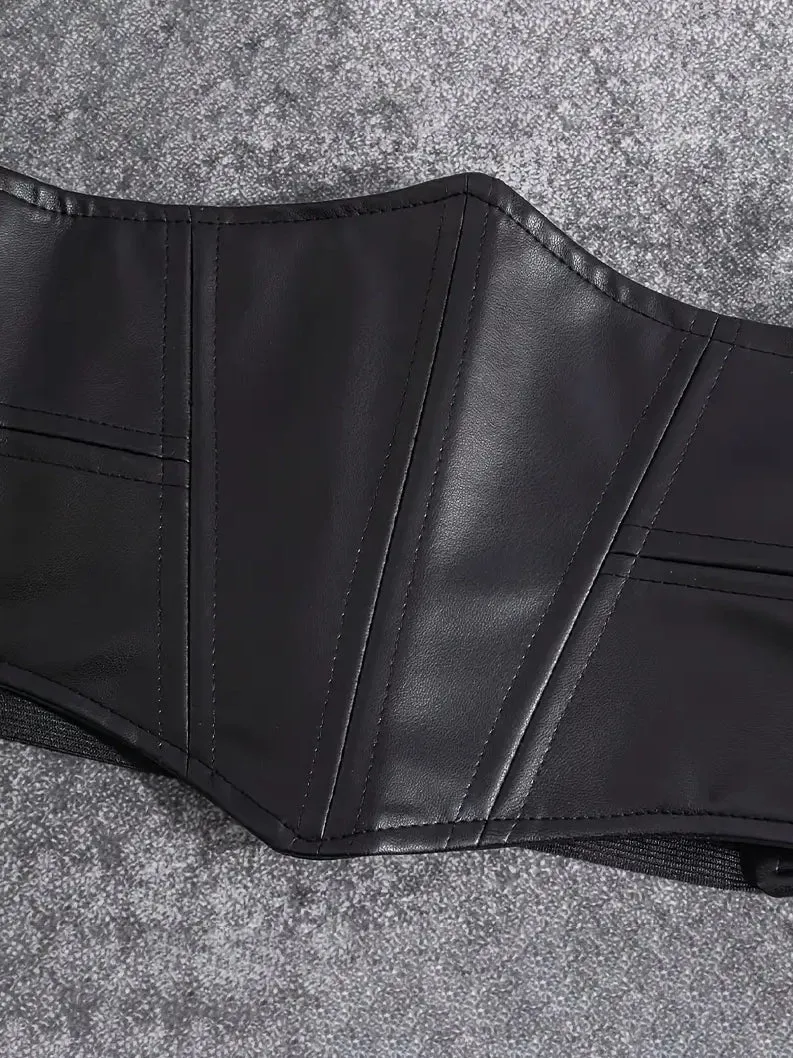 Plus Size Wide Corset Style Faux Leather Belt