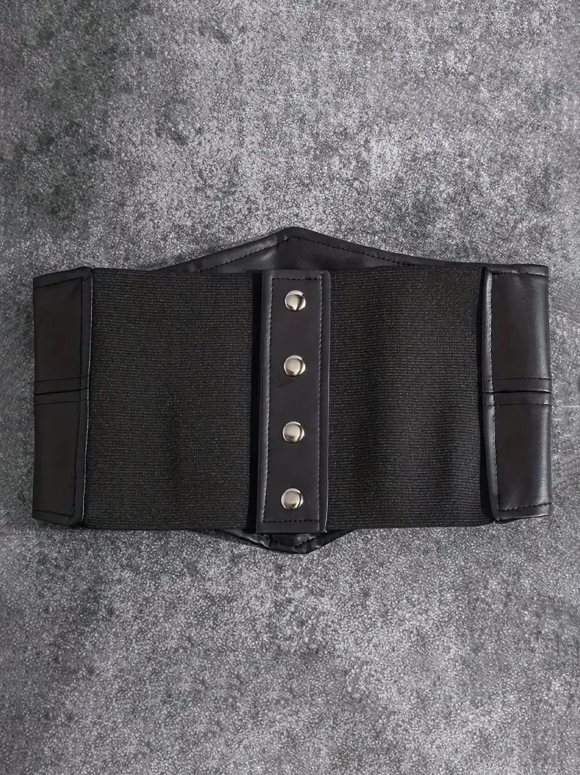 Plus Size Wide Corset Style Faux Leather Belt