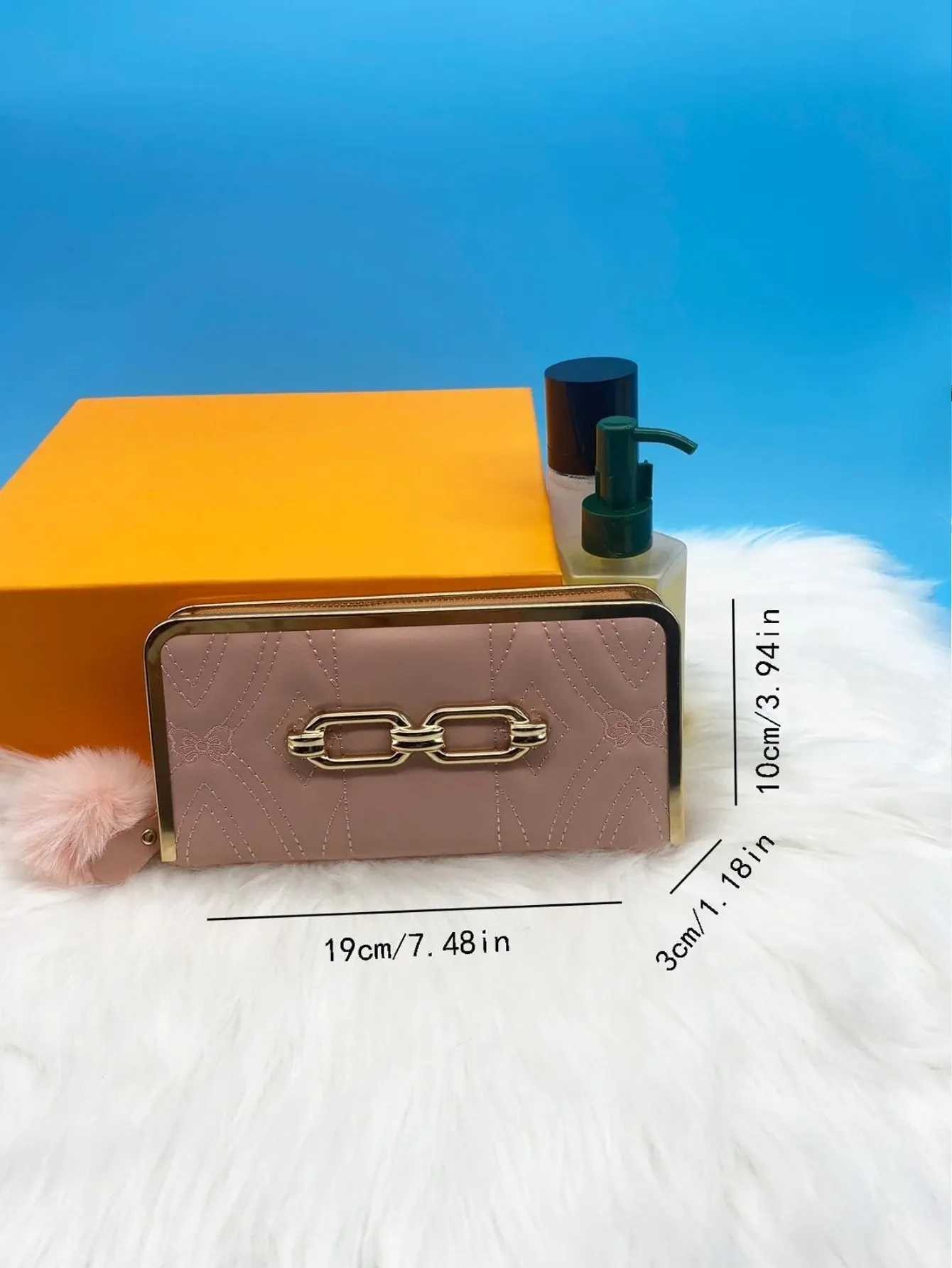 Pom Pom Decor Long Wallet - Pink - FD ⚡