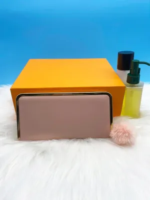 Pom Pom Decor Long Wallet - Pink - FD ⚡