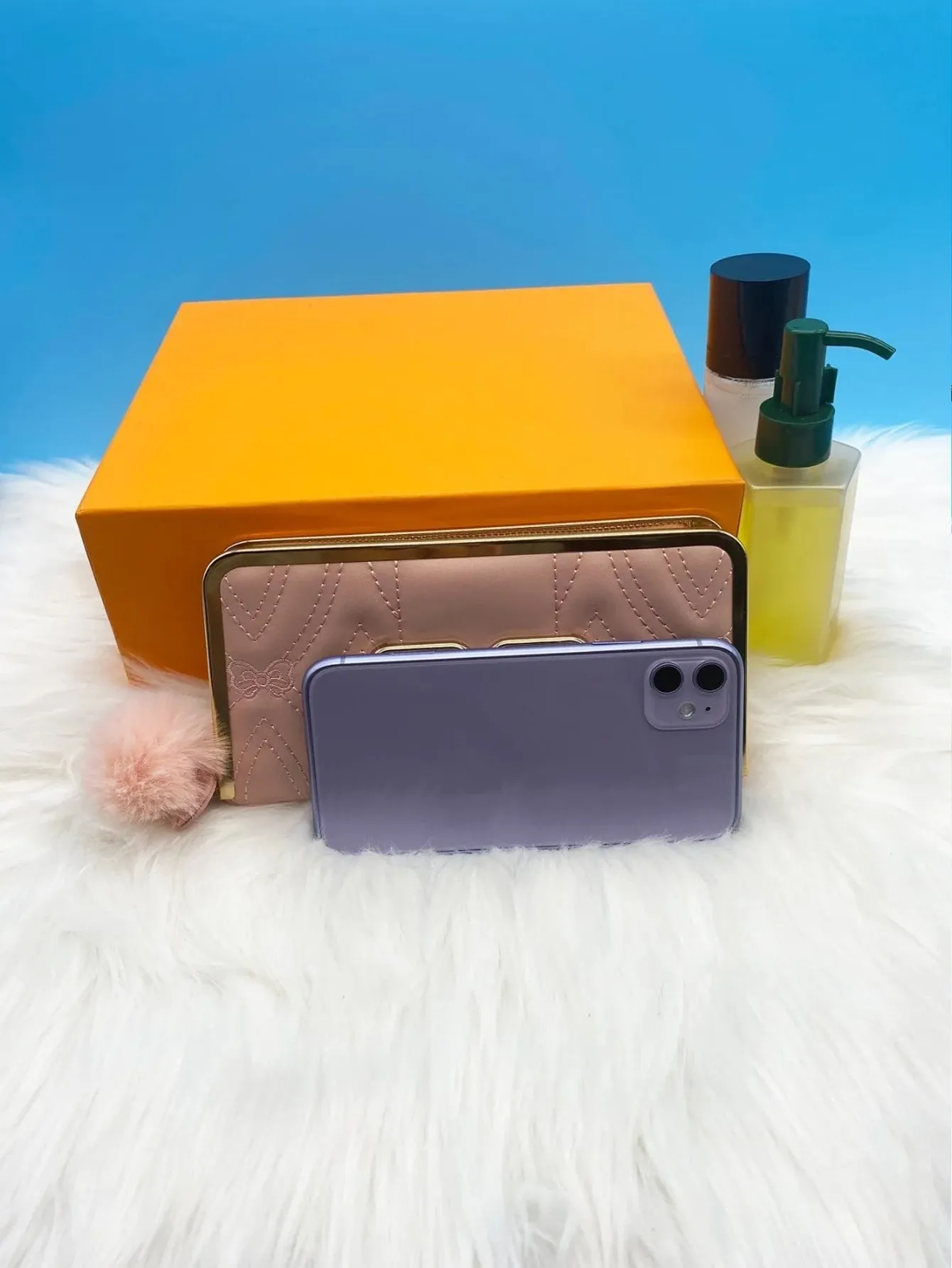 Pom Pom Decor Long Wallet - Pink - FD ⚡