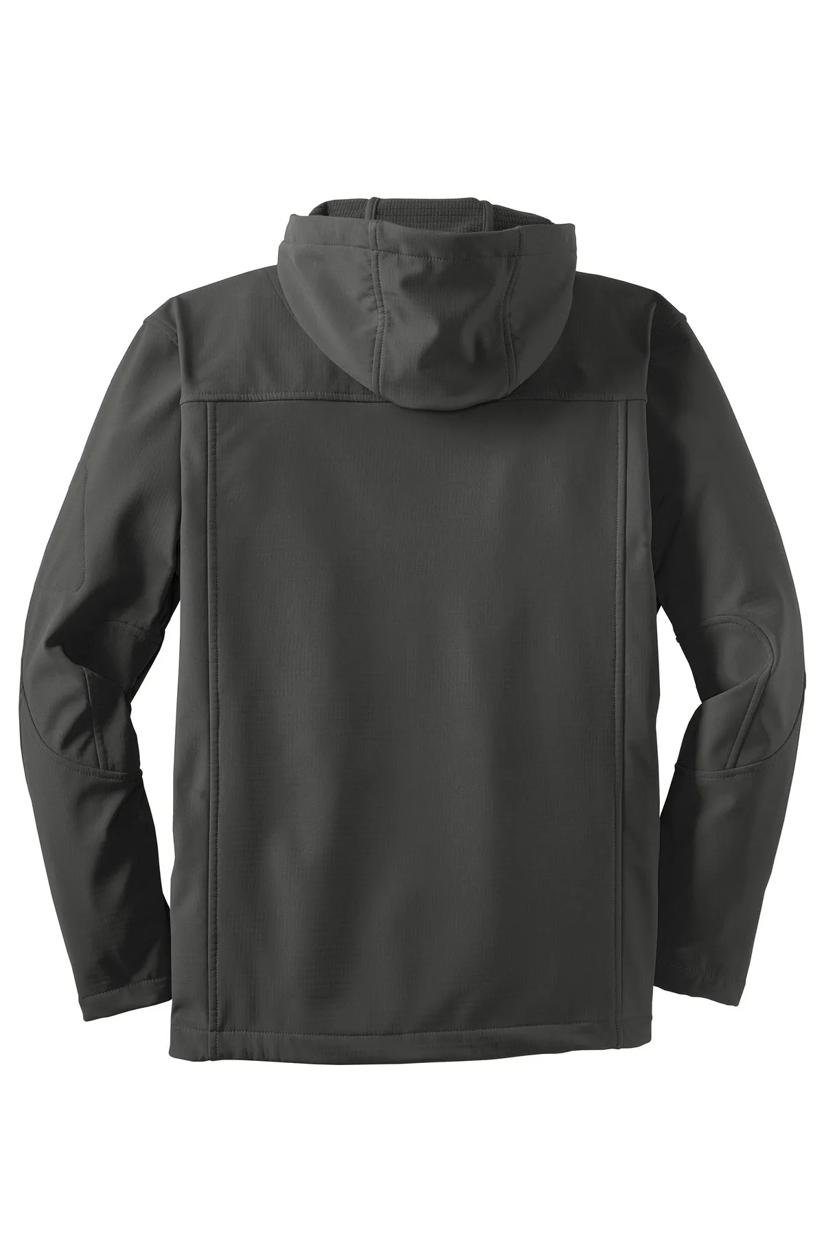 Port Authority Textured Hooded Soft Shell Jacket. J706 Charcoal/ Lemon Yellow
