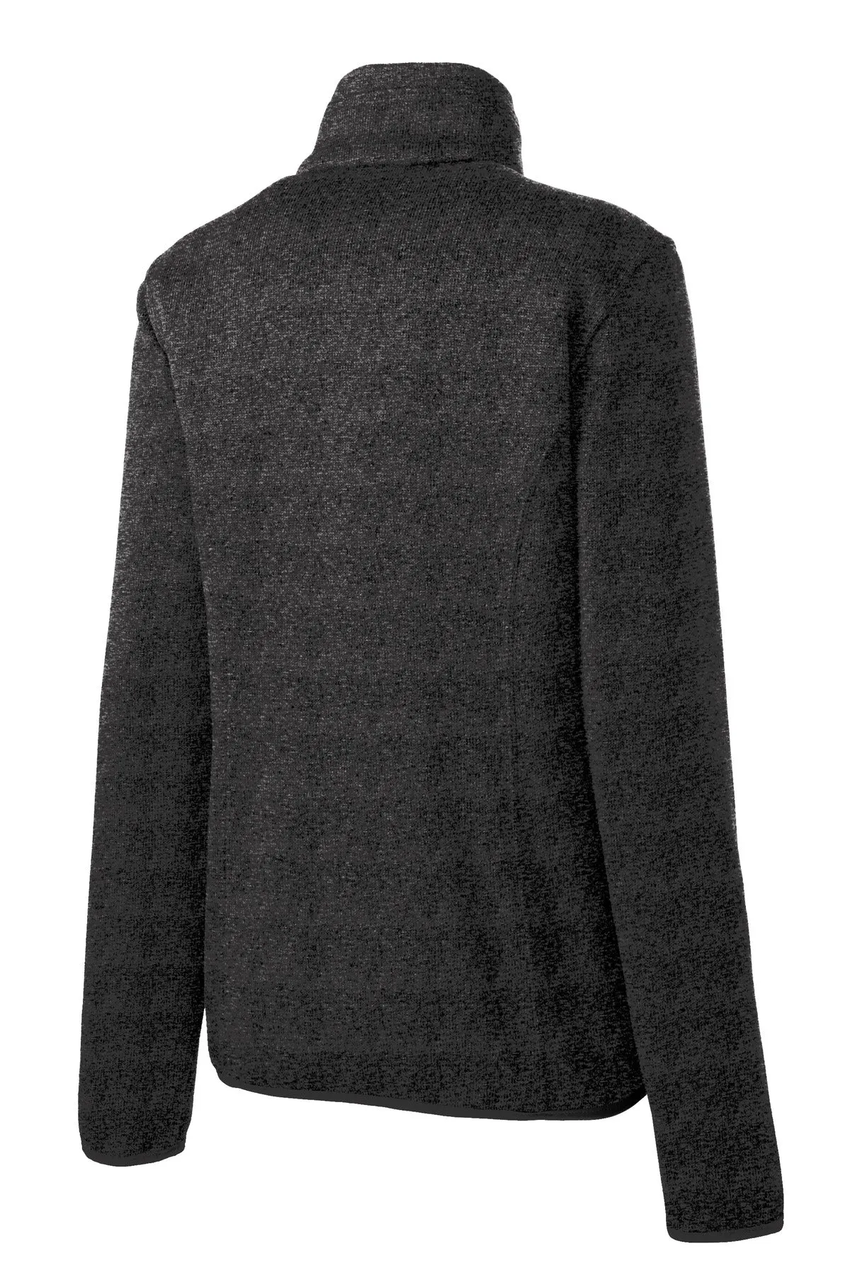 Port Authority Women's Sweater Fleece Jacket. L232 Black Heather