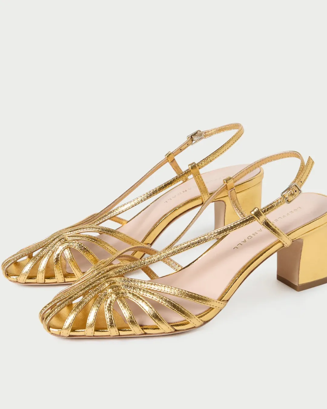 PRISCILLA LATTICE SLINGBACK MID HEEL SANDAL