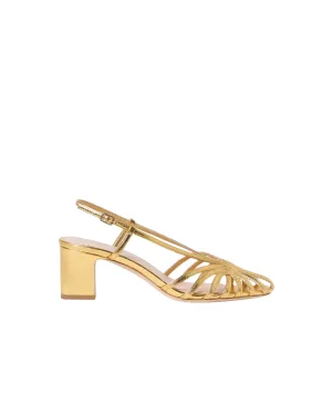 PRISCILLA LATTICE SLINGBACK MID HEEL SANDAL