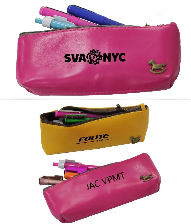 Pu Leather Pencil Case With Vintage Rocking Horse