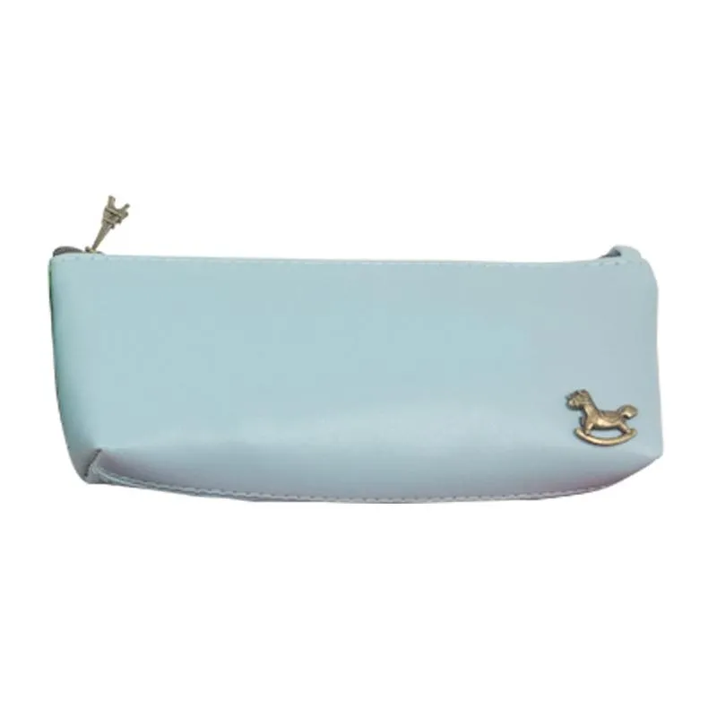 Pu Leather Pencil Case With Vintage Rocking Horse