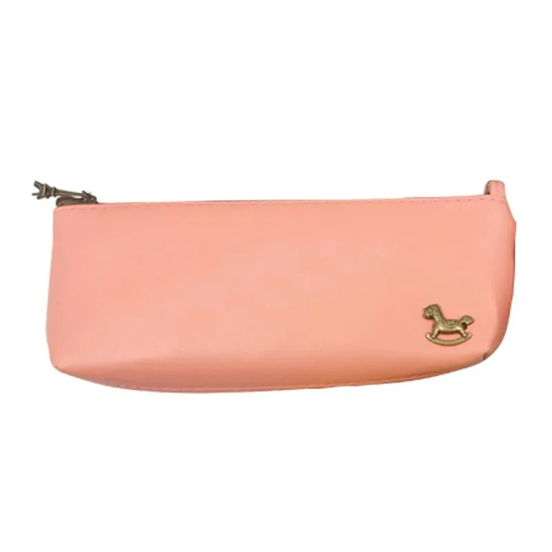 Pu Leather Pencil Case With Vintage Rocking Horse