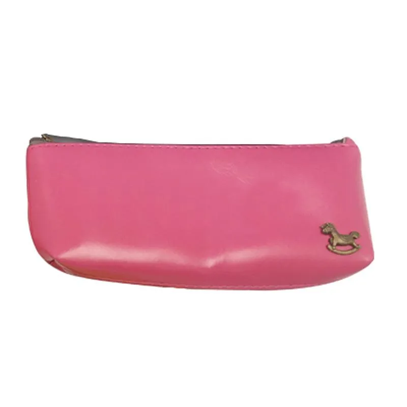 Pu Leather Pencil Case With Vintage Rocking Horse