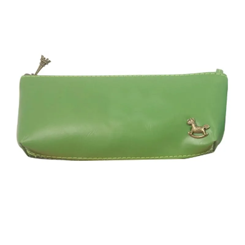 Pu Leather Pencil Case With Vintage Rocking Horse
