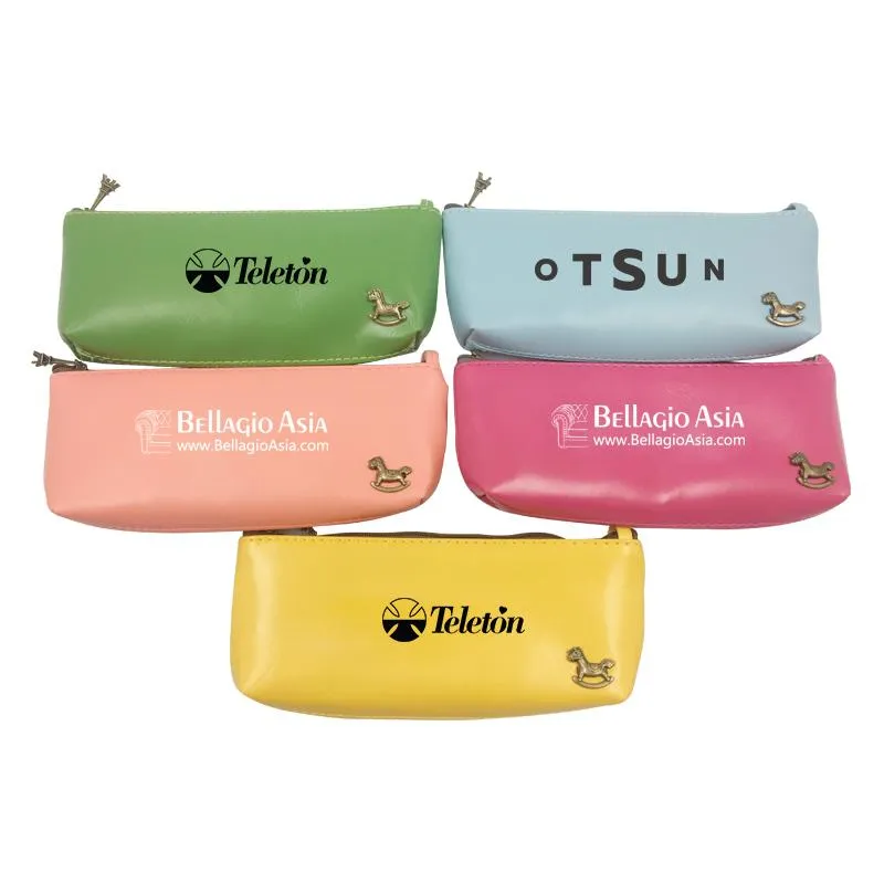 Pu Leather Pencil Case With Vintage Rocking Horse