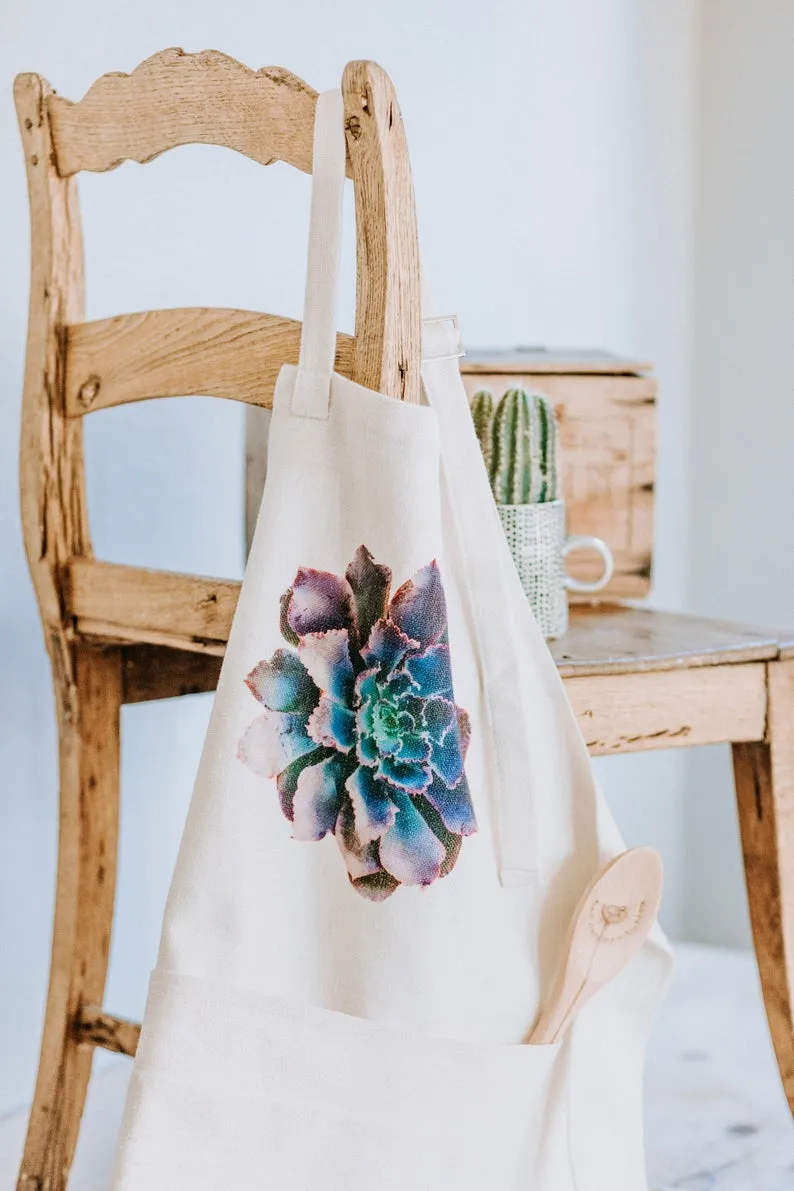 Purple Succulent Apron, College Student Gift,Mother's Day Gift, Christmas Gift