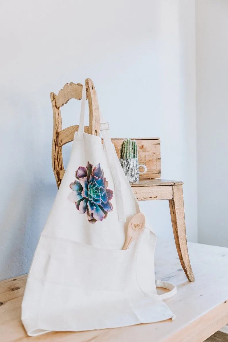 Purple Succulent Apron, College Student Gift,Mother's Day Gift, Christmas Gift