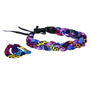 Purpledot Ankara Necklace/Headband with Halo Earrings