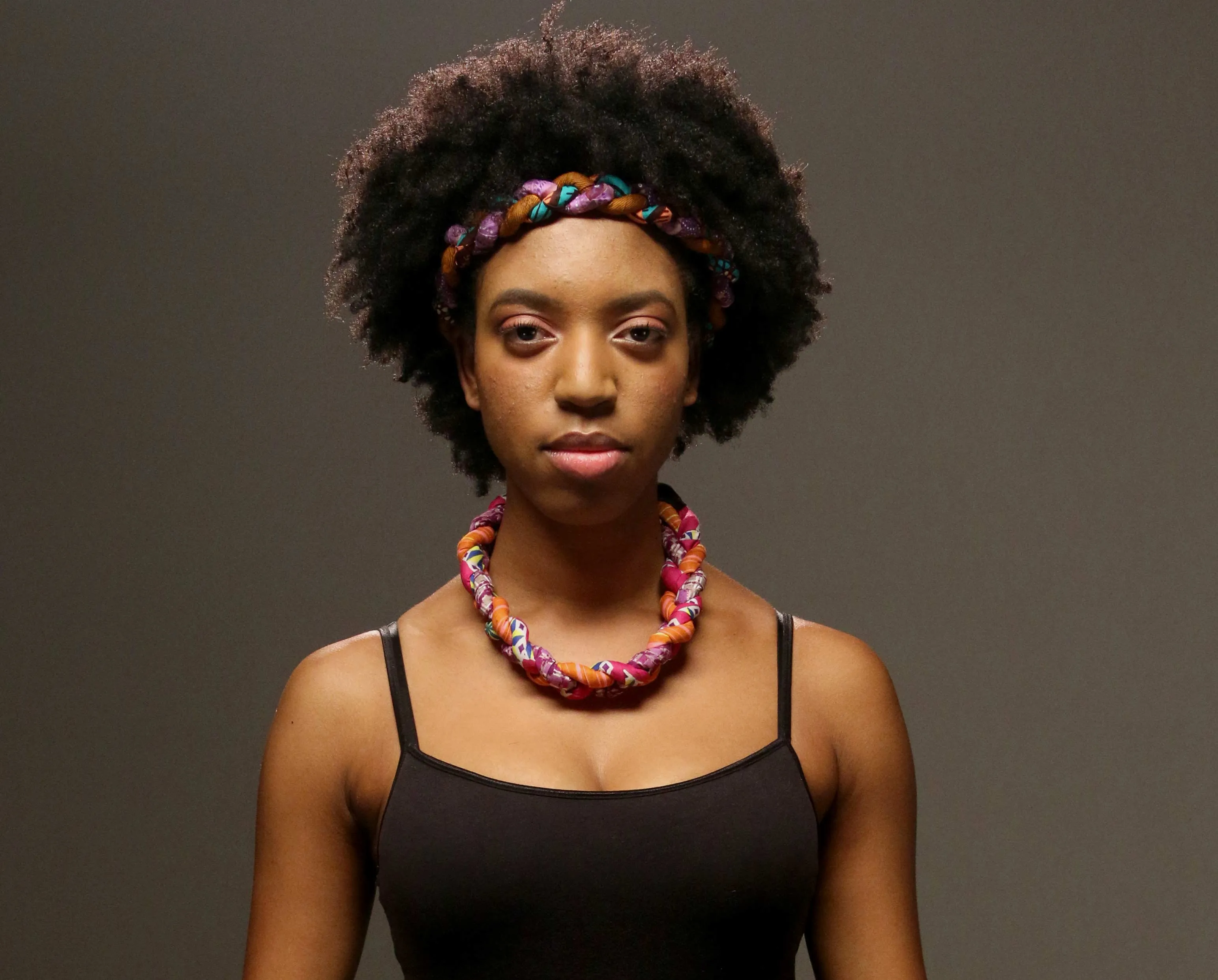 Purpledot Ankara Necklace/Headband with Halo Earrings
