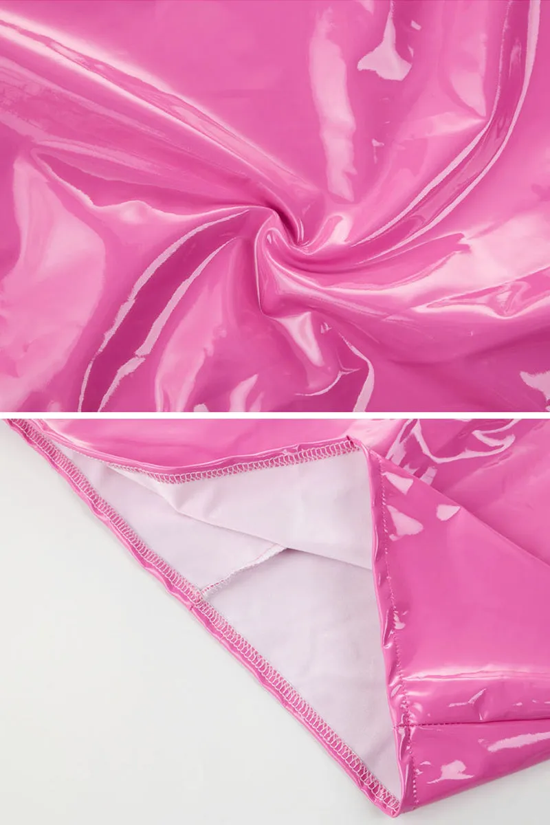 QF761 Bright Leather Mini Skirt