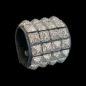 Quadruple Row Crystal Pyramid Studded Bracelet