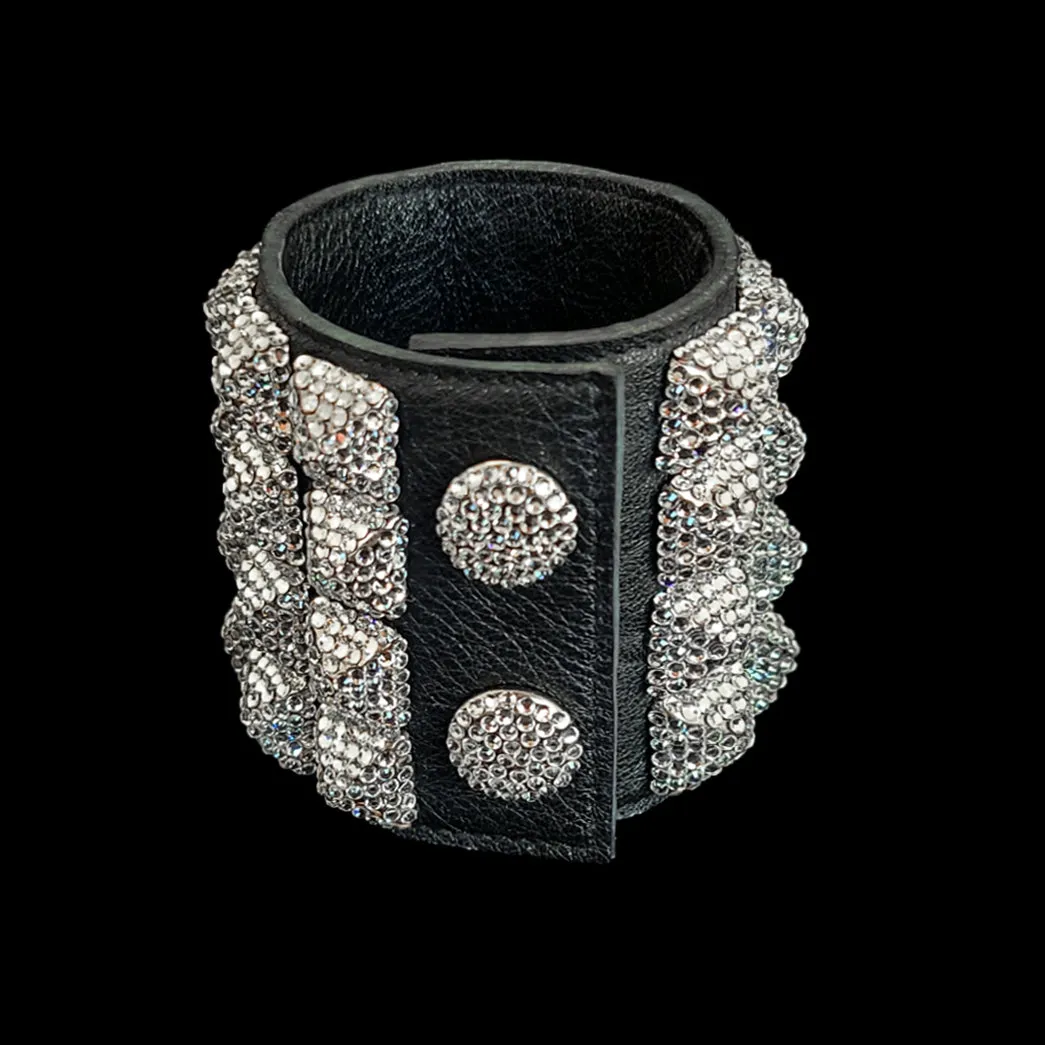 Quadruple Row Crystal Pyramid Studded Bracelet