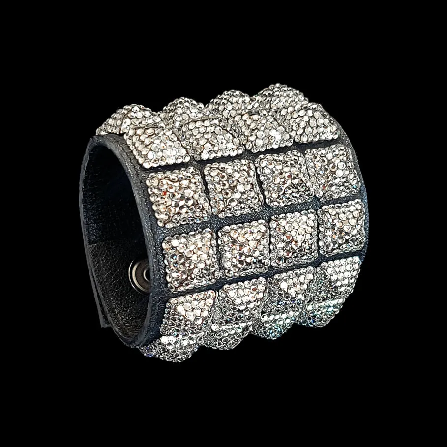 Quadruple Row Crystal Pyramid Studded Bracelet