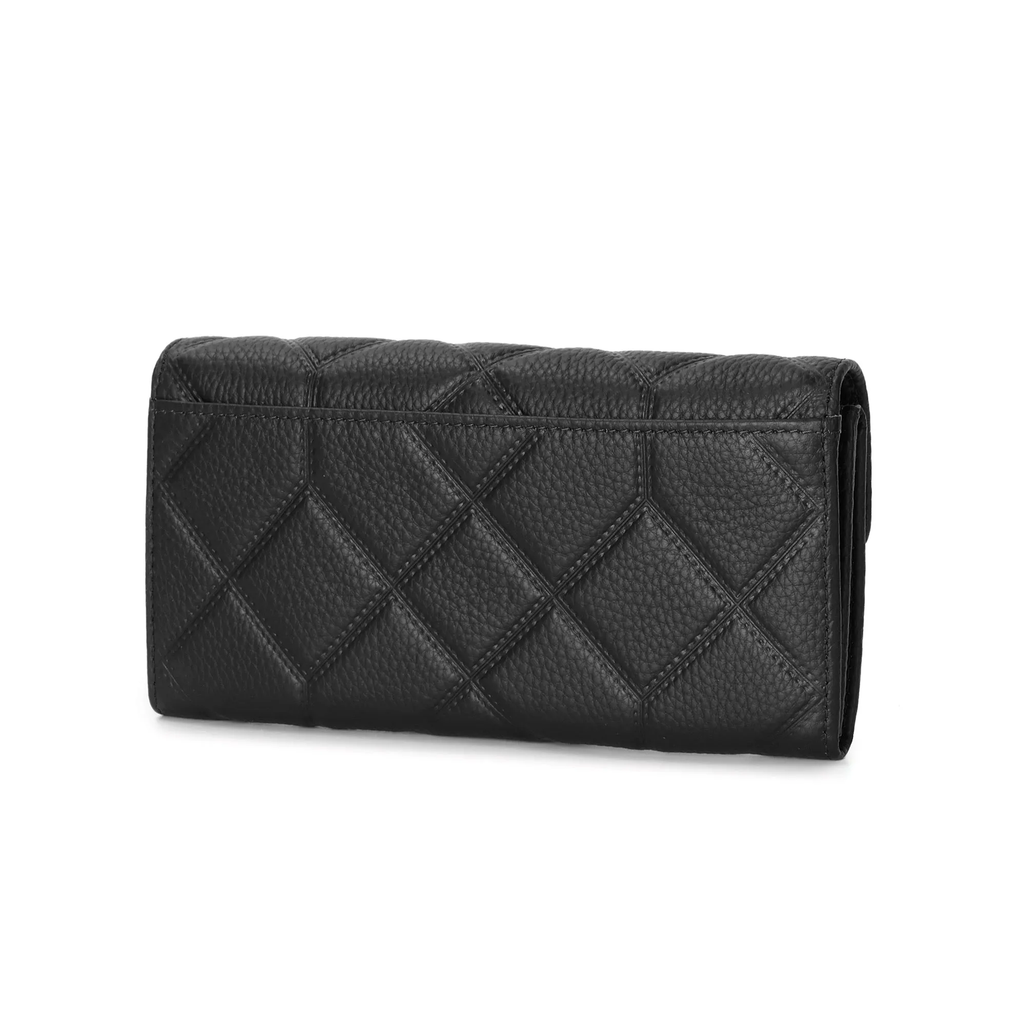 Quilted Leather Wallet with Enamel Clasp