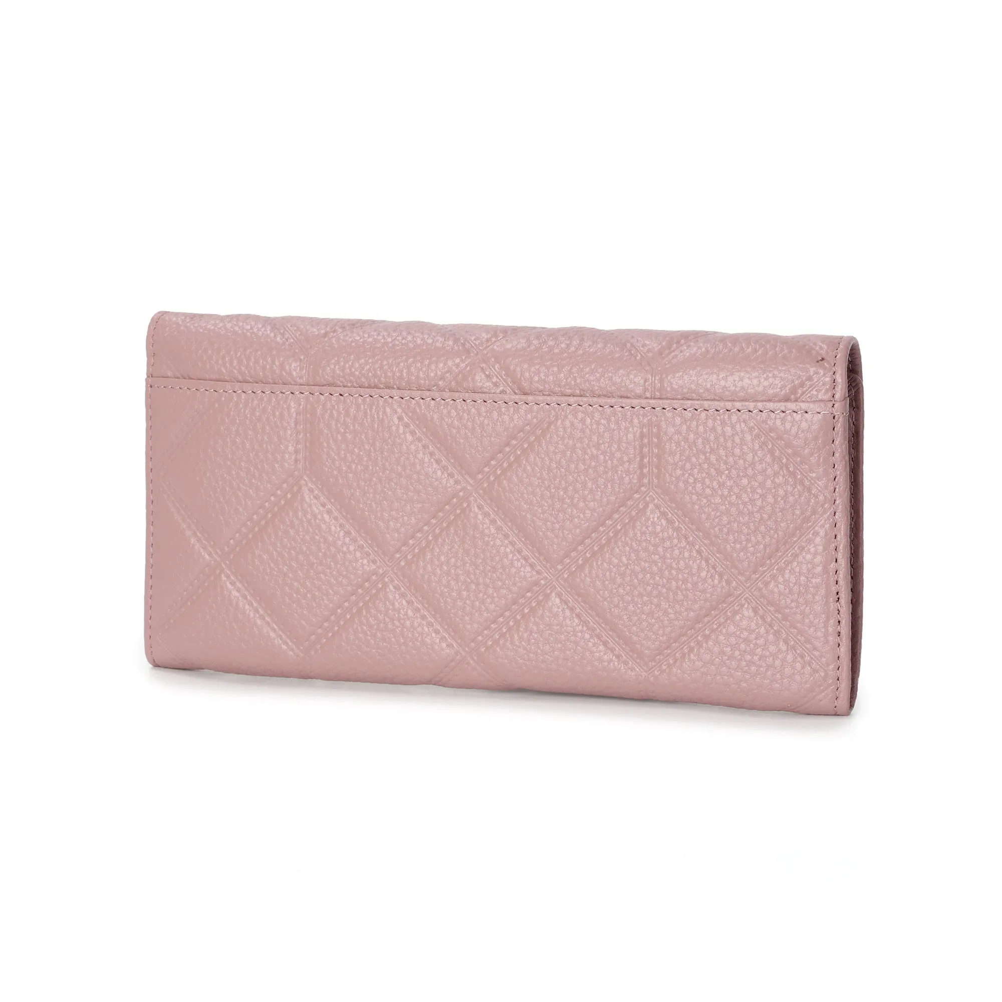 Quilted Leather Wallet with Enamel Clasp