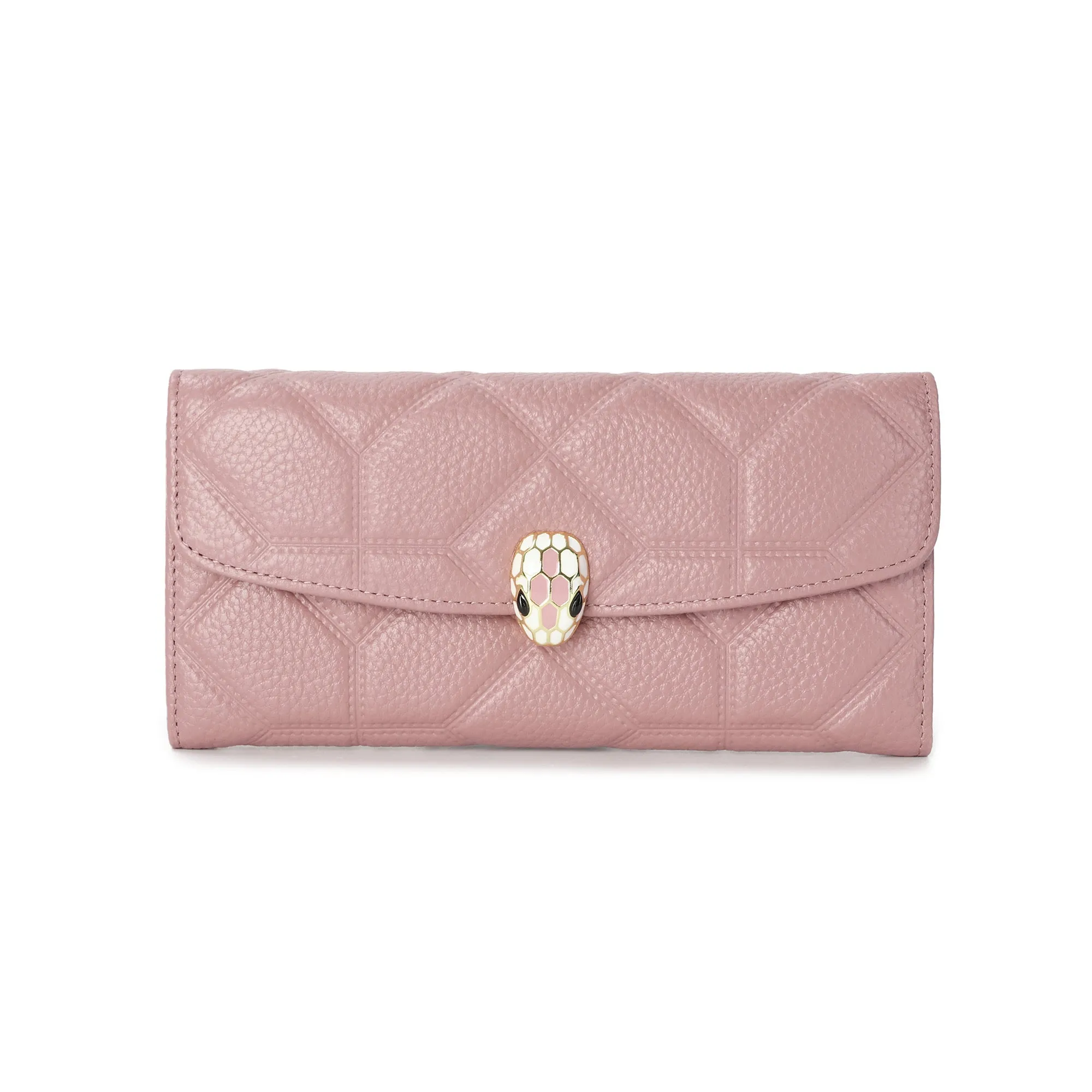 Quilted Leather Wallet with Enamel Clasp