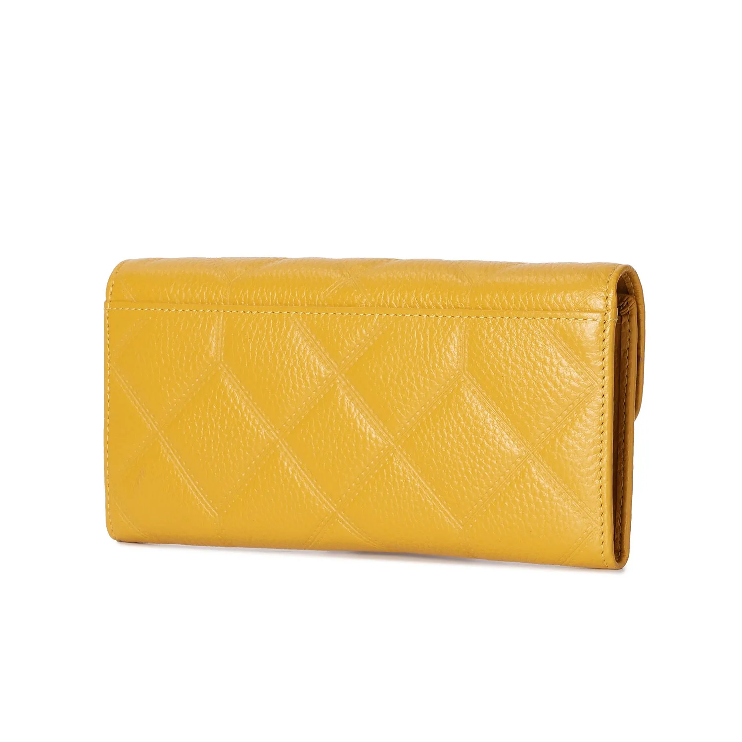 Quilted Leather Wallet with Enamel Clasp