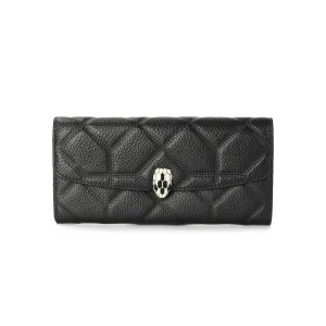 Quilted Leather Wallet with Enamel Clasp