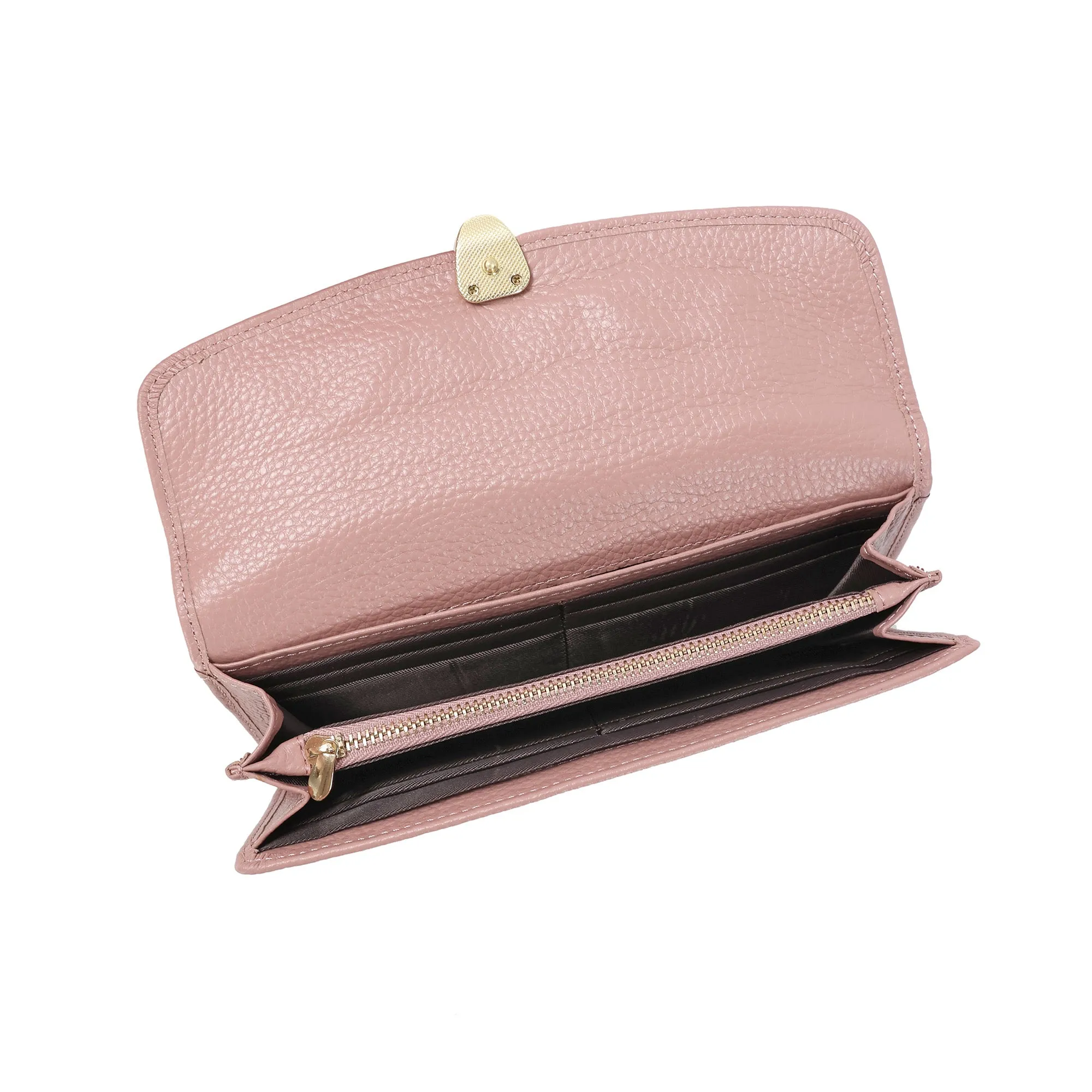 Quilted Leather Wallet with Enamel Clasp