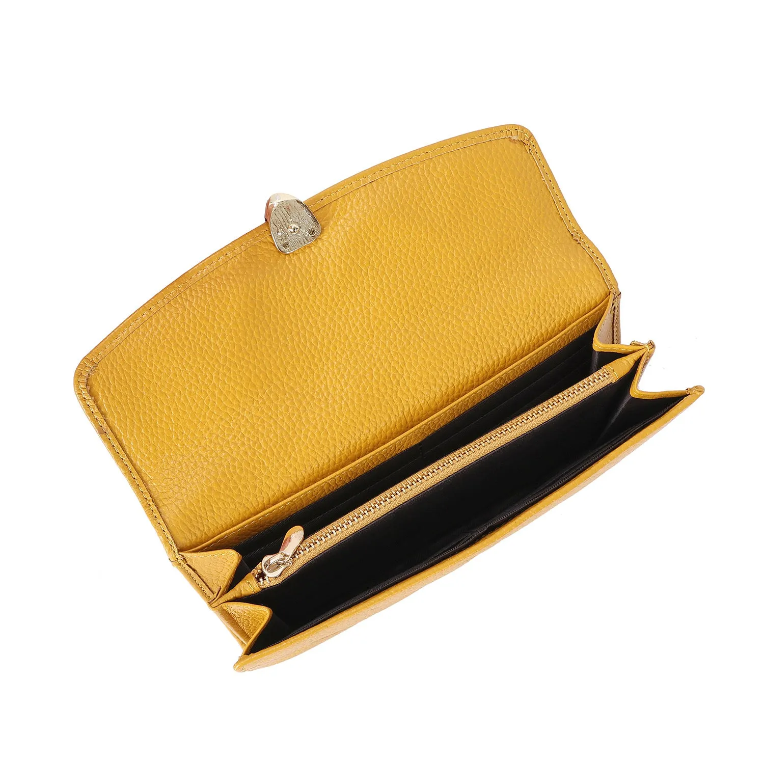 Quilted Leather Wallet with Enamel Clasp
