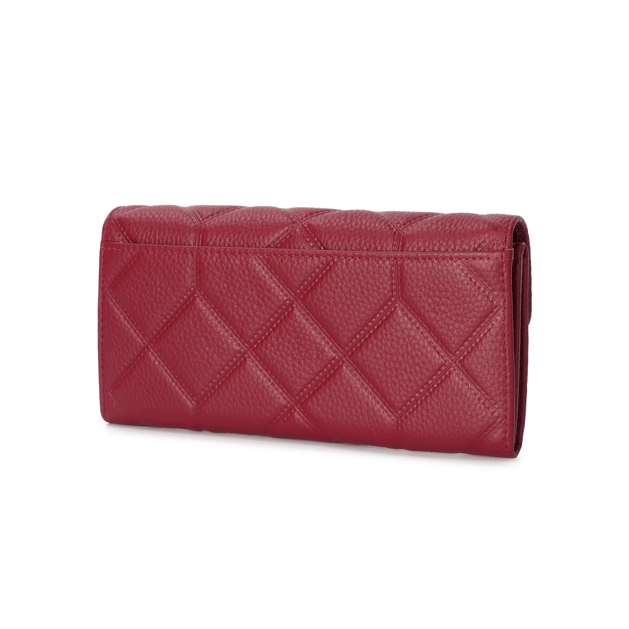 Quilted Leather Wallet with Enamel Clasp