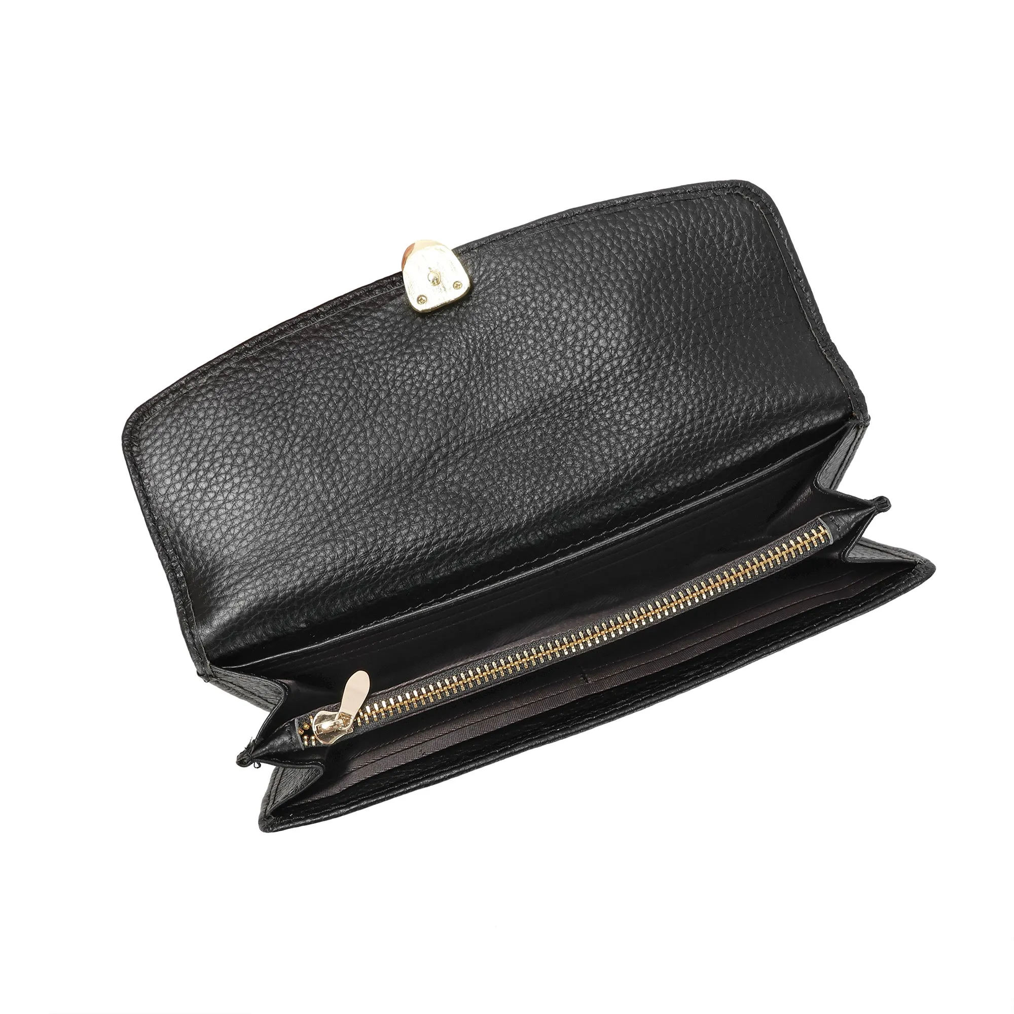 Quilted Leather Wallet with Enamel Clasp