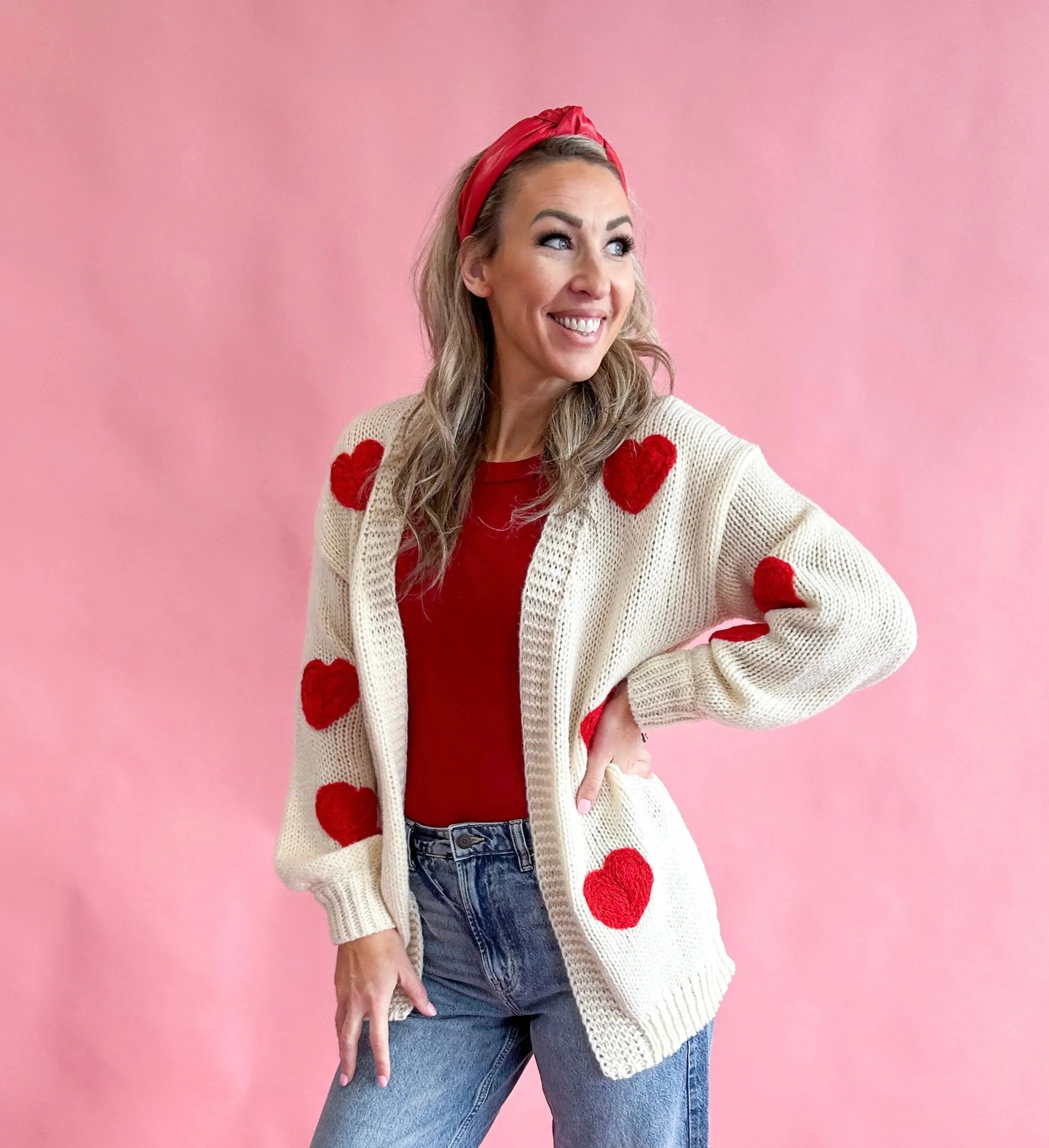 Quinn Faux Leather Headband (Red)