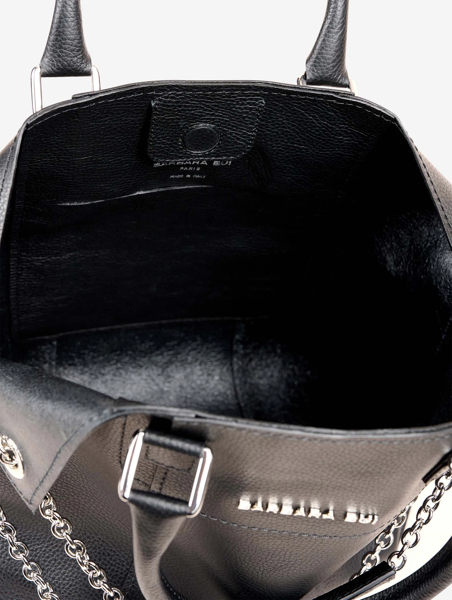 "Big Chamallow" tote bag in black grained leather