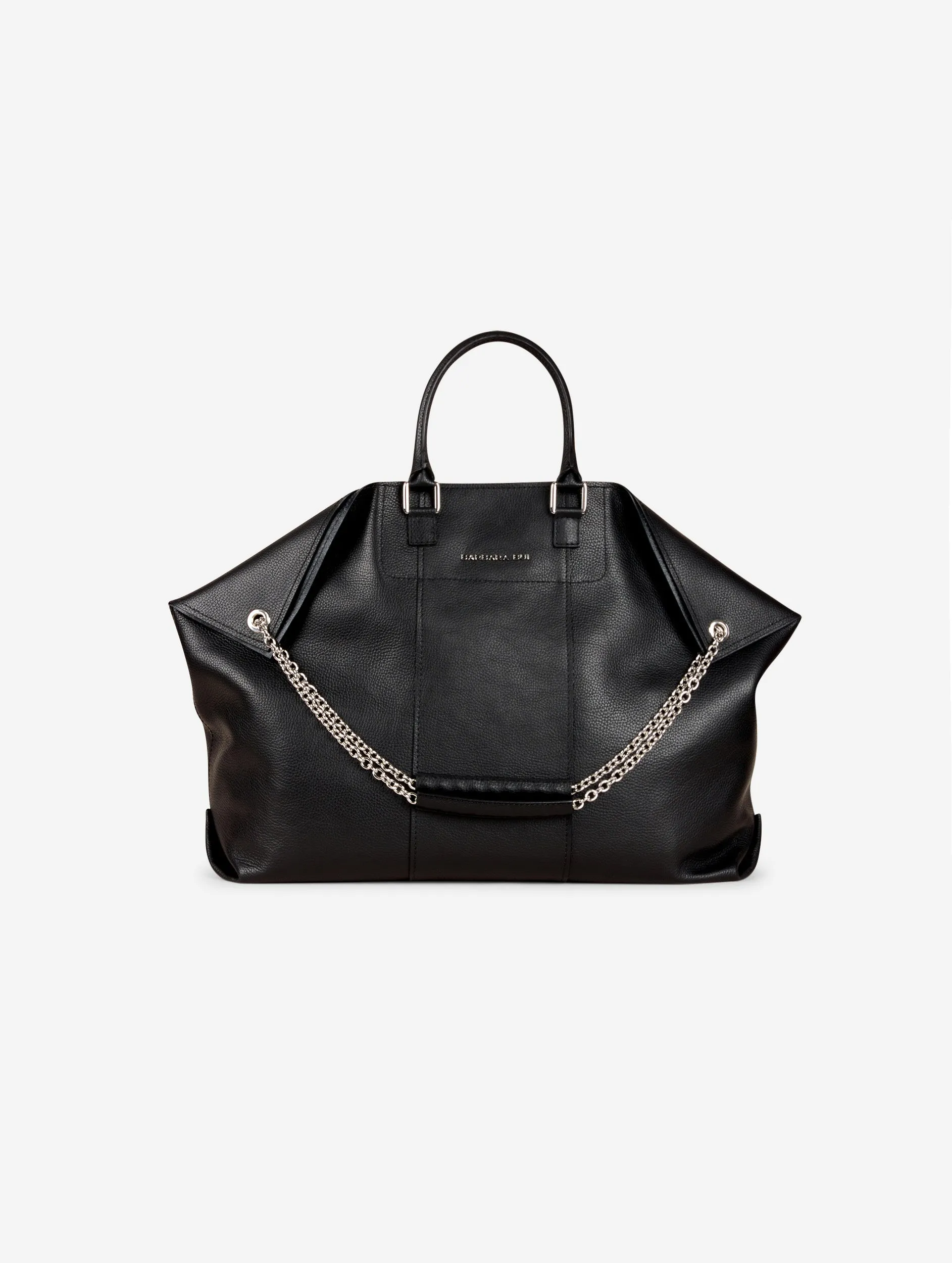 "Big Chamallow" tote bag in black grained leather
