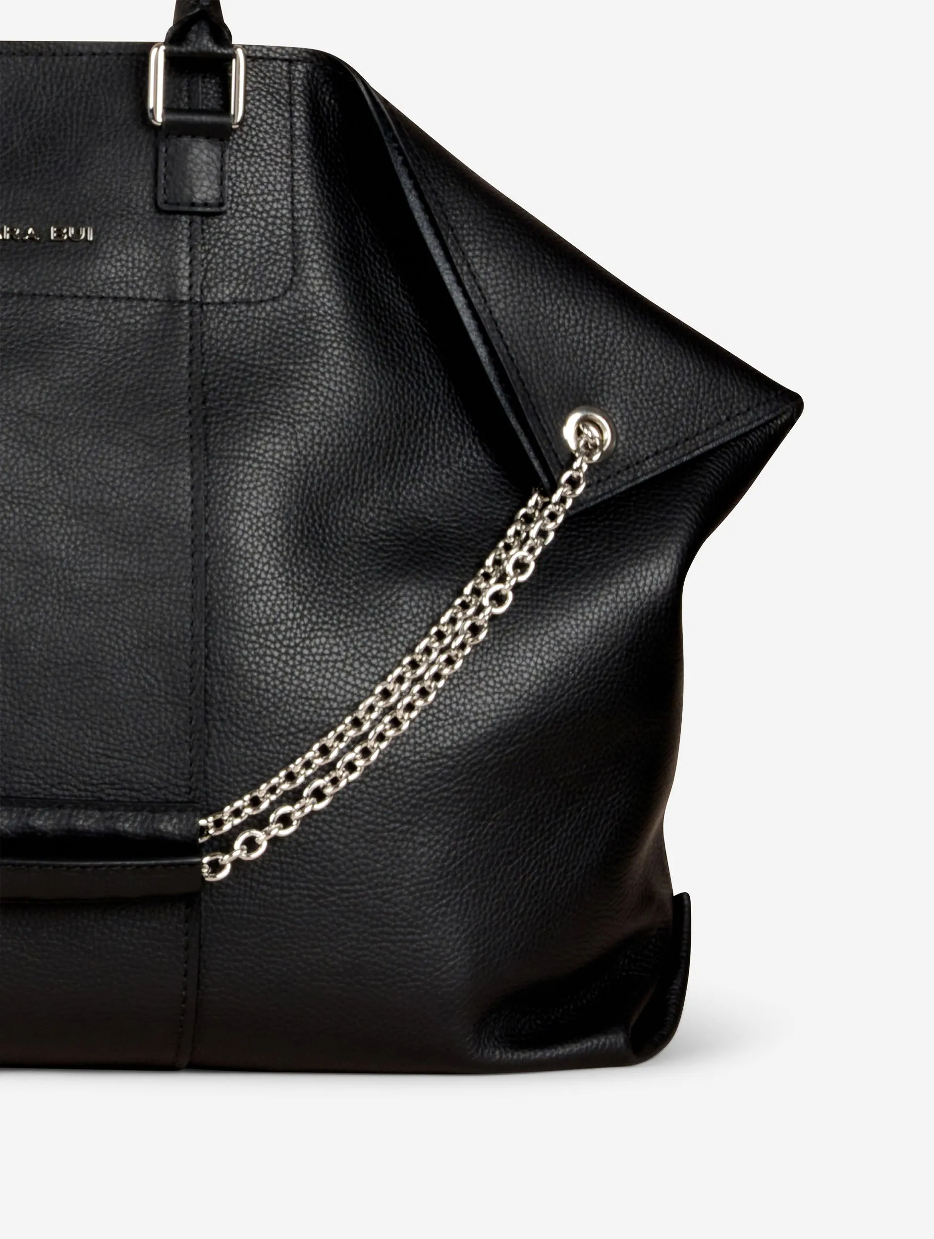 "Big Chamallow" tote bag in black grained leather